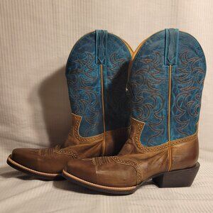 Cody James Boots Men's Western Brown/Teal Square Toe Size 11EE (Xero Gravity)